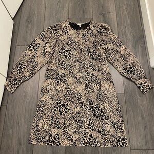 Rebecca Taylor Silk Leopard Print Long-Sleeve Dress Size 6